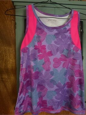 Active Girls' Purple & Pink Floral Tank Top